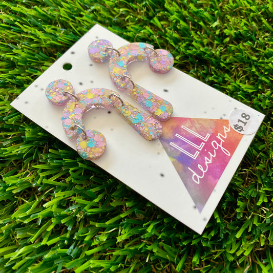 ON SALE!!!!!! Resin Earrings - Pastel Confetti Trapeze Dangles!