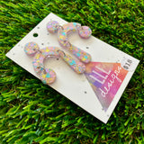 Resin Earrings - Pastel Confetti Trapeze Dangles!