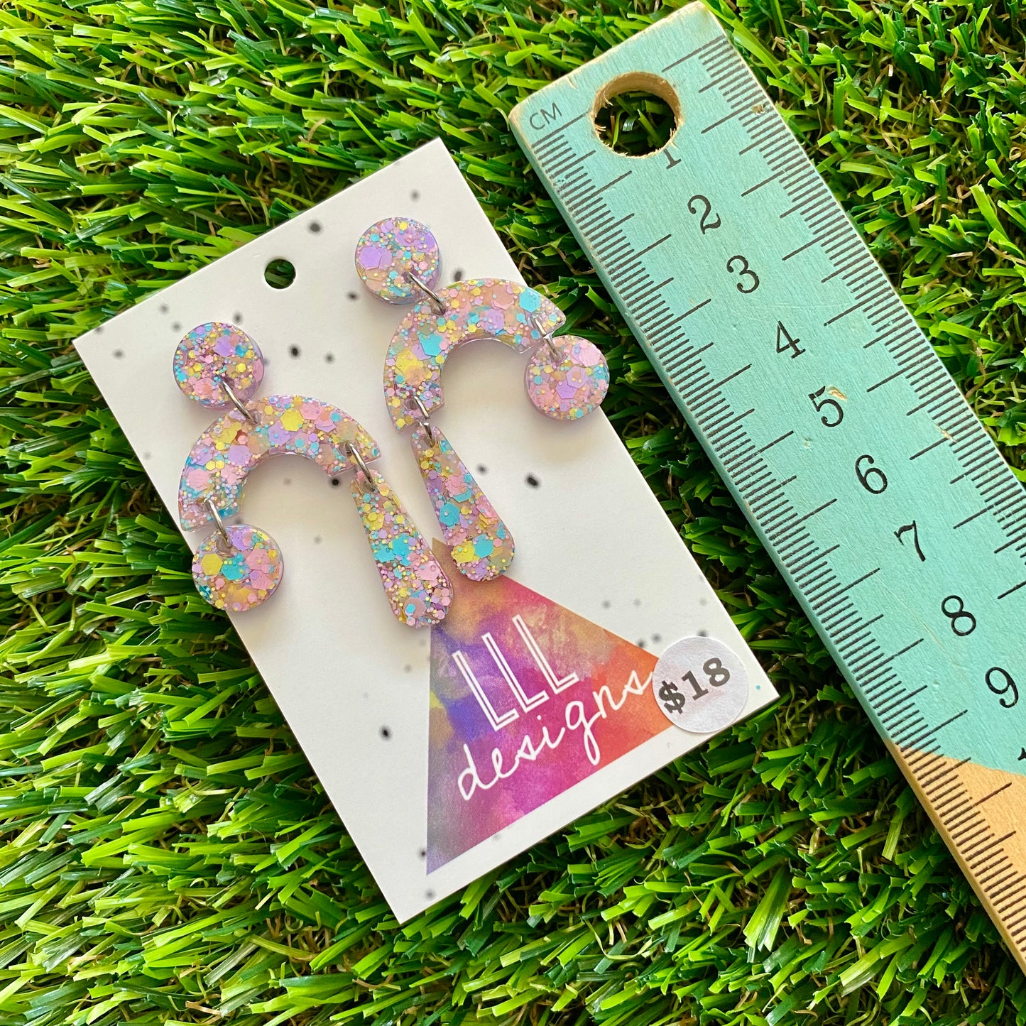ON SALE!!!!!! Resin Earrings - Pastel Confetti Trapeze Dangles!