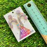 Resin Earrings - Pastel Confetti Trapeze Dangles!
