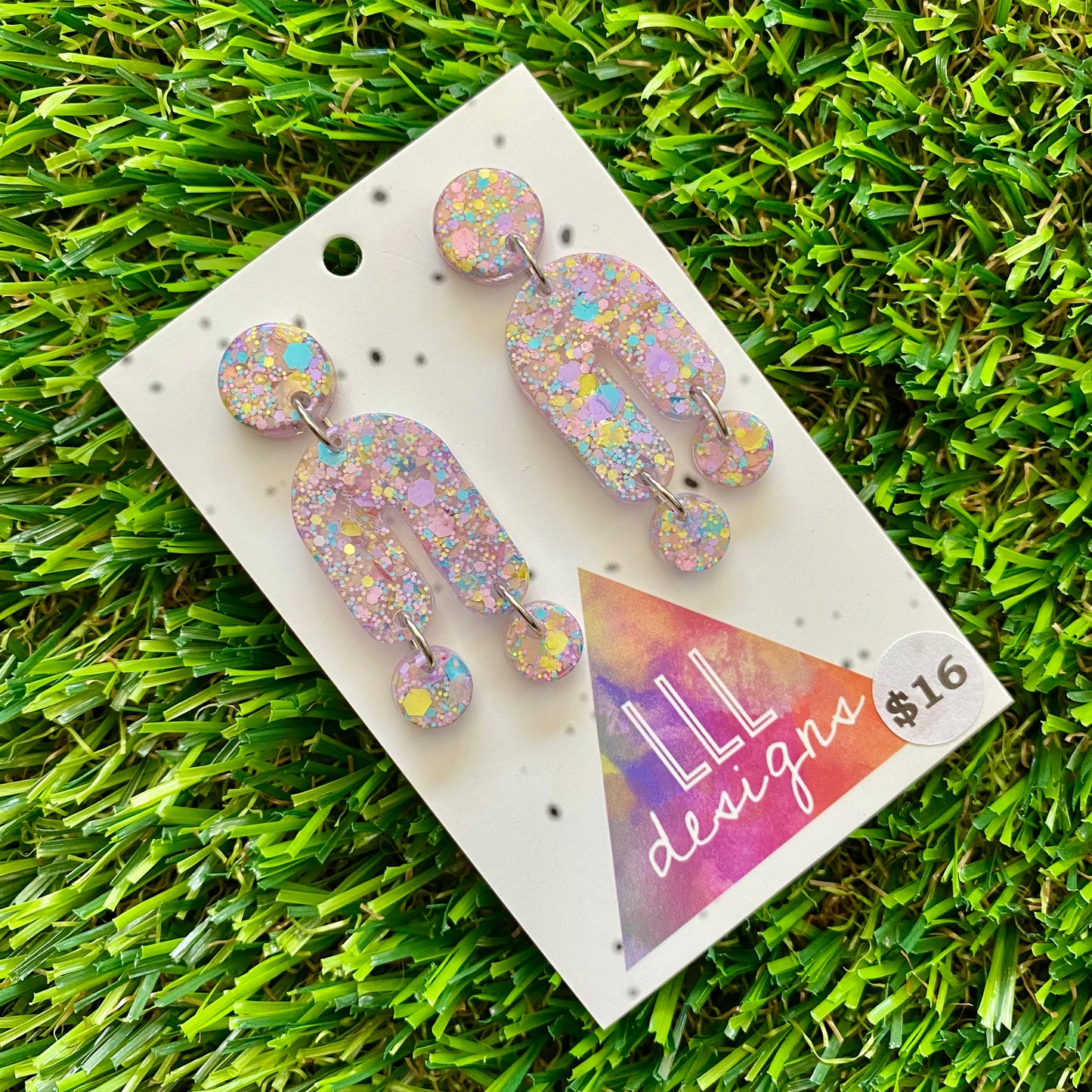 ON SALE!!!!!! Resin Earrings - Pastel Confetti Balancing Act Dangles!