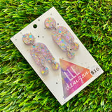 Resin Earrings - Pastel Confetti Balancing Act Dangles!