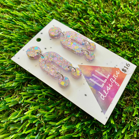 ON SALE!!!!!! Resin Earrings - Pastel Confetti Balancing Act Dangles!