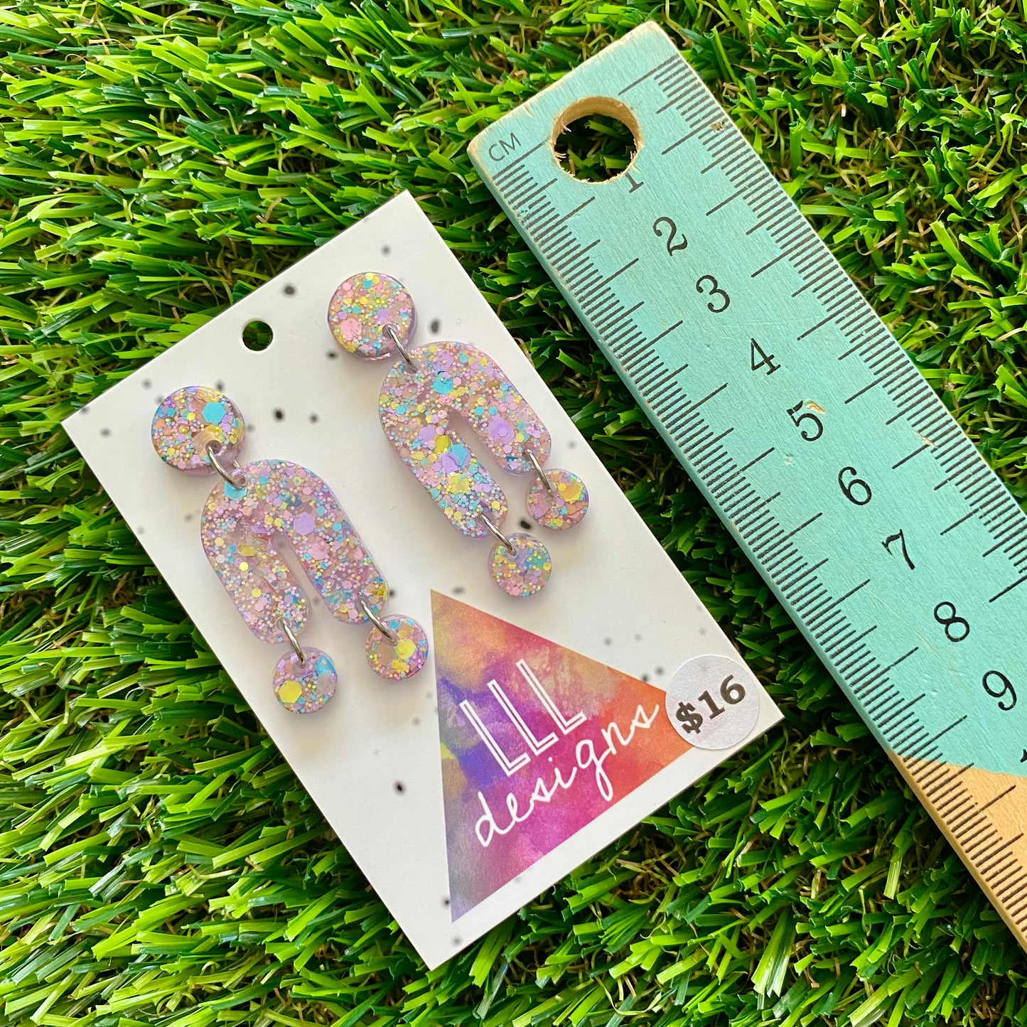 ON SALE!!!!!! Resin Earrings - Pastel Confetti Balancing Act Dangles!