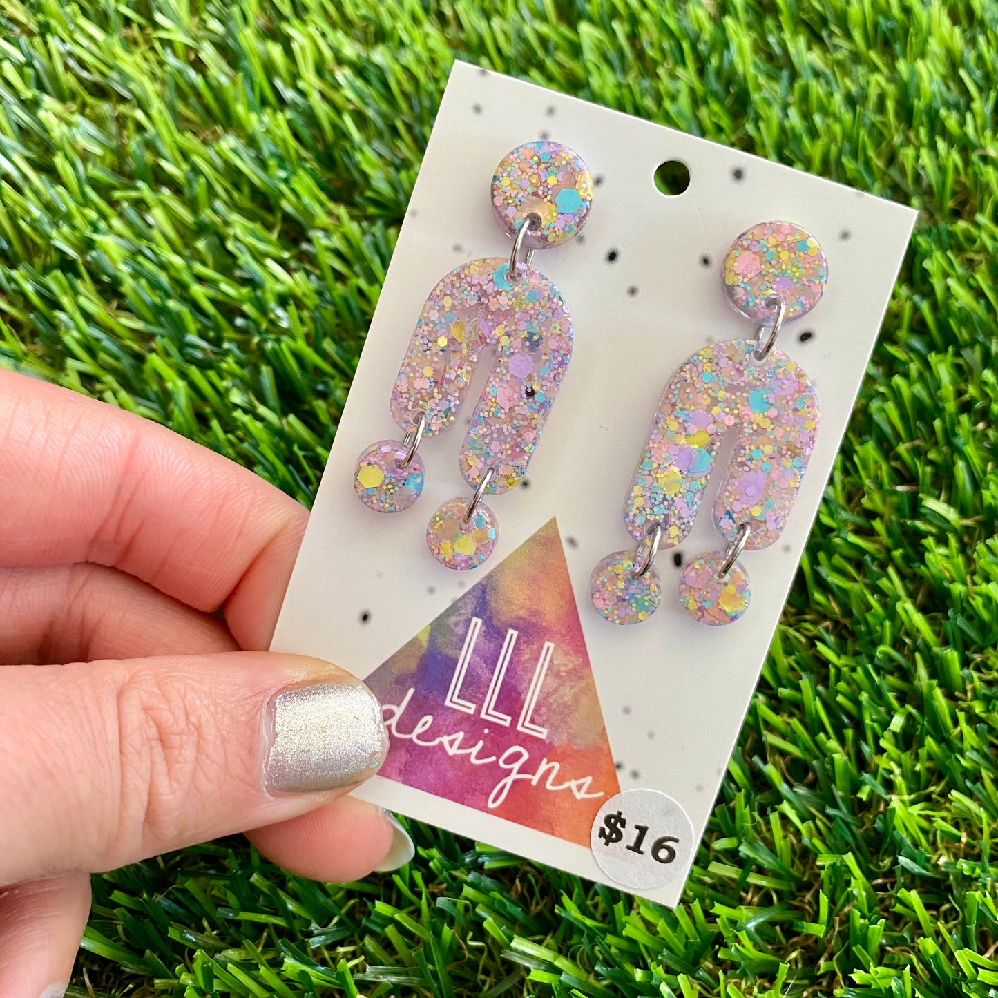 ON SALE!!!!!! Resin Earrings - Pastel Confetti Balancing Act Dangles!