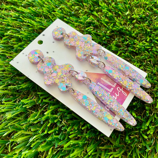 ON SALE!!!!!! Resin Earrings - Pastel Confetti Wiggle Woo Dangles!