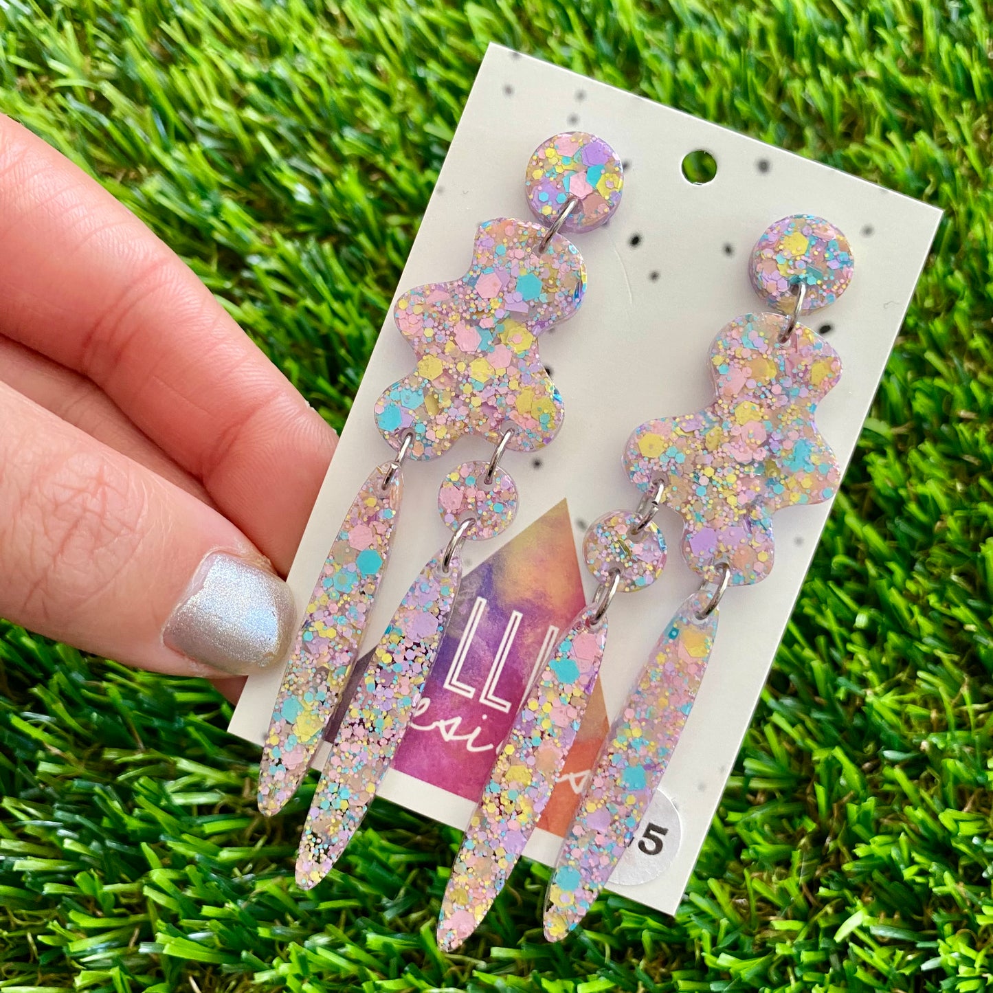 ON SALE!!!!!! Resin Earrings - Pastel Confetti Wiggle Woo Dangles!