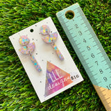 Resin Earrings - Pastel Confetti Totem Pole Dangles!