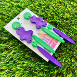 Resin Earrings - Purple and Green Wiggle Woo Dangles!