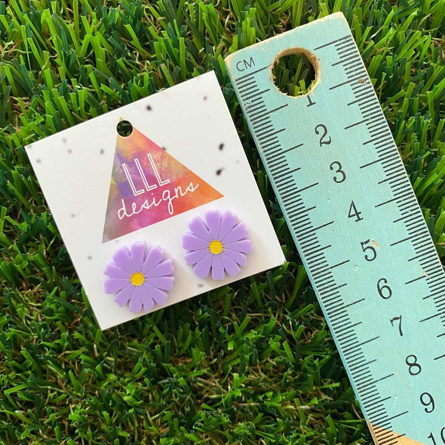 Flower Stud Earrings - Lavender Daisy Stud Earrings Featuring Hand Painted Details! (large)