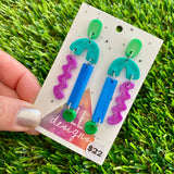 Resin Earrings - Blue, Green and Purple A Bit of Everything Dangles!
