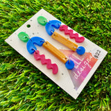 Resin Earrings - Green, Blue, Red and Gold A Bit of Everything Dangles!