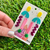Resin Earrings - Yellow, Teal, Purple, Pink and Green A Bit of Everything Dangles!