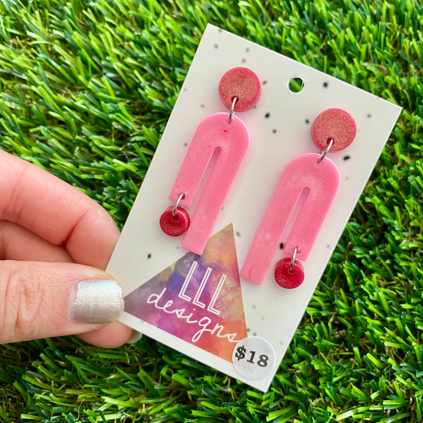 ON SALE!!!!!! Resin Earrings - Red and Pink Side Hustle Dangles!