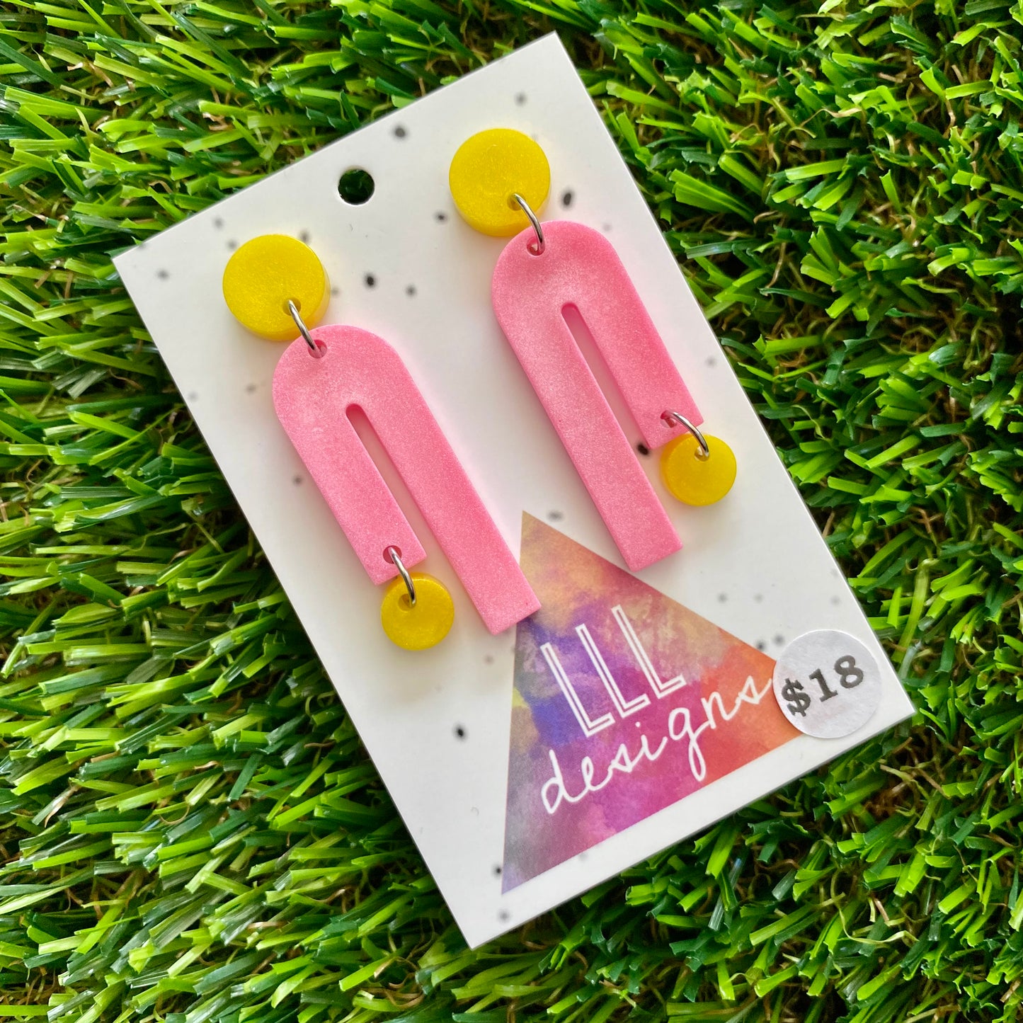 ON SALE!!!!!! Resin Earrings - Yellow and Pink Side Hustle Dangles!