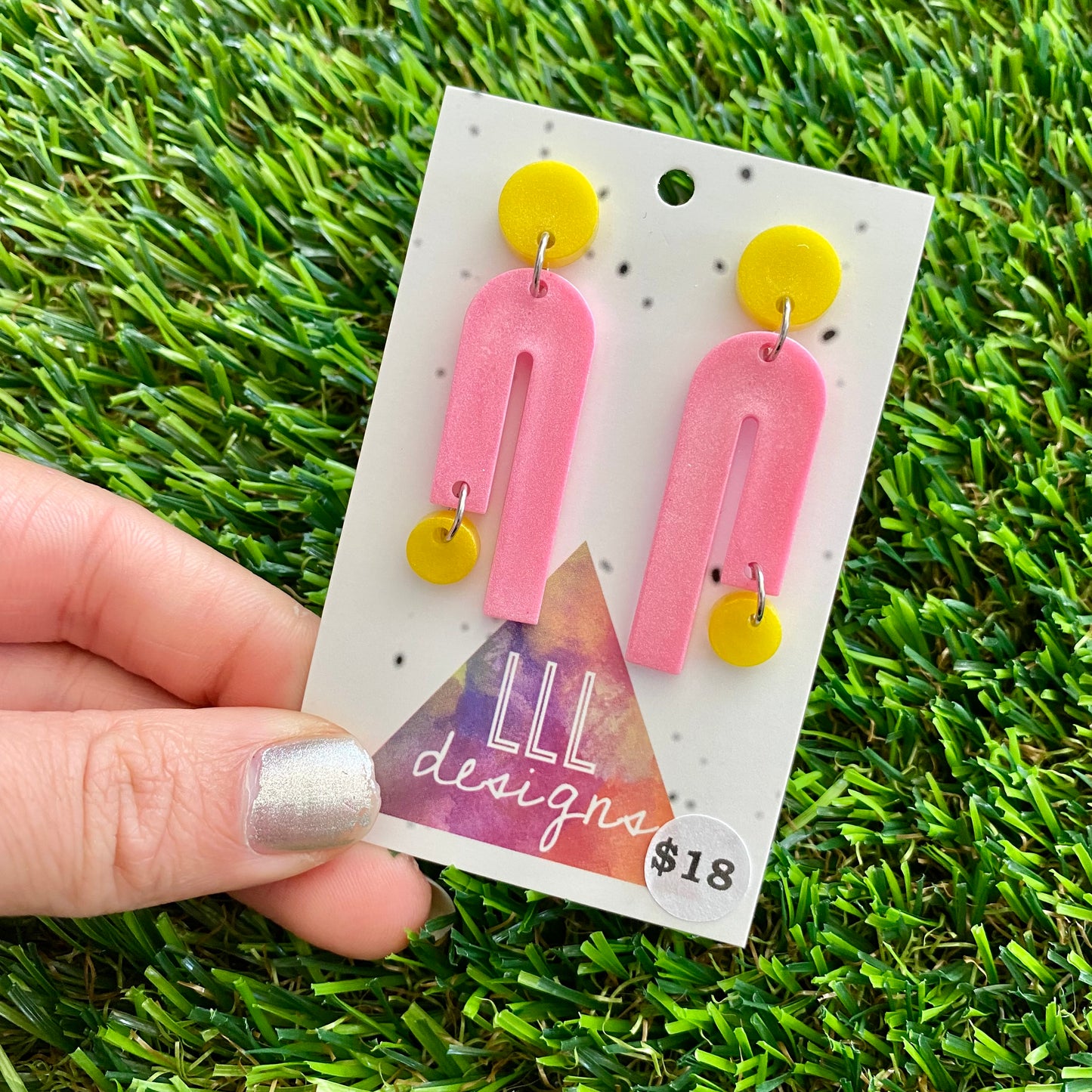 ON SALE!!!!!! Resin Earrings - Yellow and Pink Side Hustle Dangles!