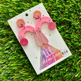 Resin Earrings - Red and Pink Trapeze Dangles!