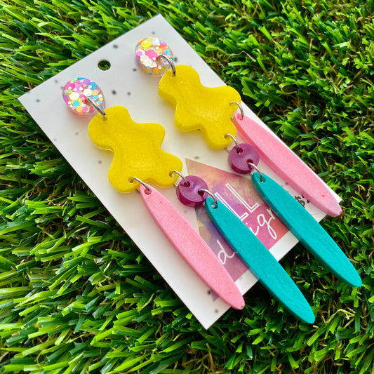 ON SALE!!!!!! Resin Earrings - Confetti Top Wiggle Woo Dangles!