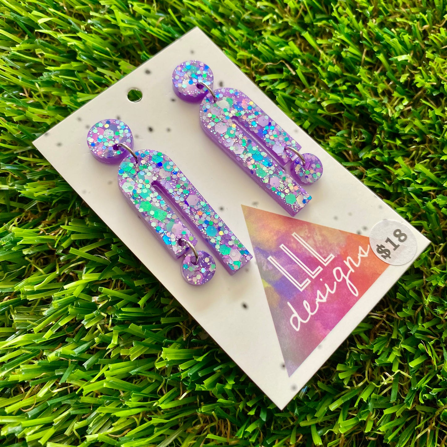 ON SALE!!!!!! Resin Earrings - Purple Multi Confetti Side Hustle Dangles!