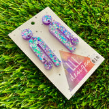 Resin Earrings - Purple Multi Confetti Side Hustle Dangles!