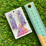 Resin Earrings - Purple Multi Confetti Side Hustle Dangles!