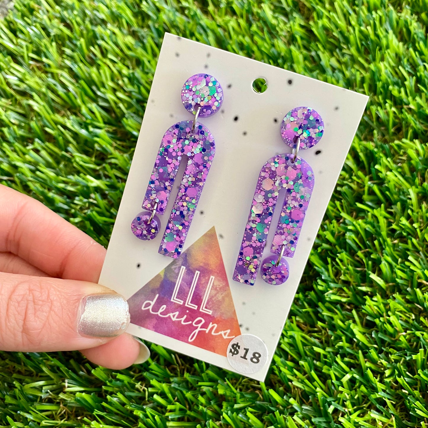 ON SALE!!!!!! Resin Earrings - Purple Multi Confetti Side Hustle Dangles!