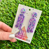 Resin Earrings - Purple Multi Confetti Side Hustle Dangles!