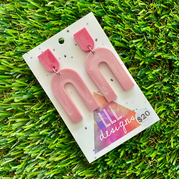 Resin Earrings - Pink Open Arches Dangles!