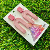 Resin Earrings - Pink Open Arches Dangles!