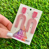Resin Earrings - Pink Open Arches Dangles!