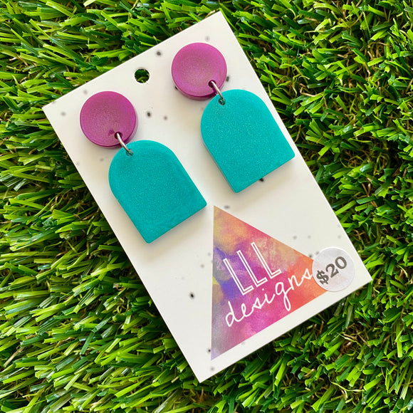 Resin Earrings - Purple and Blue Pearl Design Dangles!