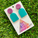 Resin Earrings - Purple and Blue Pearl Design Dangles!