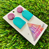 Resin Earrings - Purple and Blue Pearl Design Dangles!