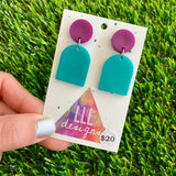 Resin Earrings - Purple and Blue Pearl Design Dangles!