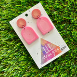Resin Earrings - Red and Pink Pearl Design Dangles!