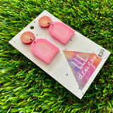 Resin Earrings - Red and Pink Pearl Design Dangles!