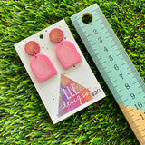 Resin Earrings - Red and Pink Pearl Design Dangles!