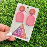 Resin Earrings - Red and Pink Pearl Design Dangles!