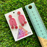 Resin Earrings - Red and Pink Balancing Act Dangles!