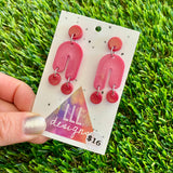 Resin Earrings - Red and Pink Balancing Act Dangles!
