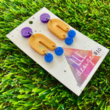 Resin Earrings - Imperfect Purple, Gold and Blue Balancing Act Dangles!