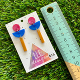 Resin Earrings - Pink, Blue, and Gold Totem Pole Dangles!