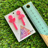 Resin Earrings - Glitter Pink Totem Pole Dangles!