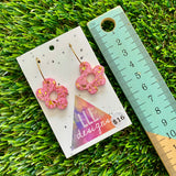 Resin Earrings - Pink and Gold Confetti Dangles - Wonky Daisy Featuring a Gold Hoop!