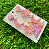 Resin Earrings - Pink and Gold Confetti Star Gazing Dangles!