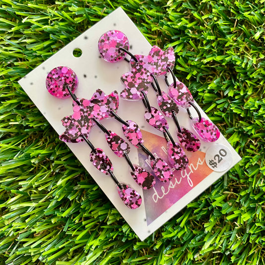 ON SALE!!!!!! Resin Earrings - Pink and Black Confetti Dangles - Stormcloud Dangles!