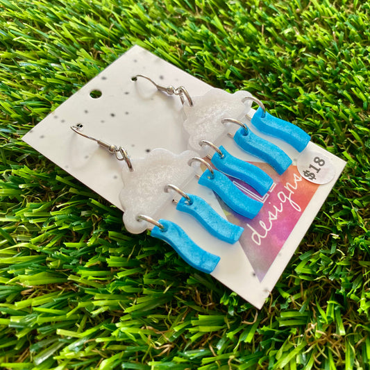 ON SALE!!!!!! Weather Resin Earrings - Rain Clouds with Wiggle Rain Featuring Hook Tops!