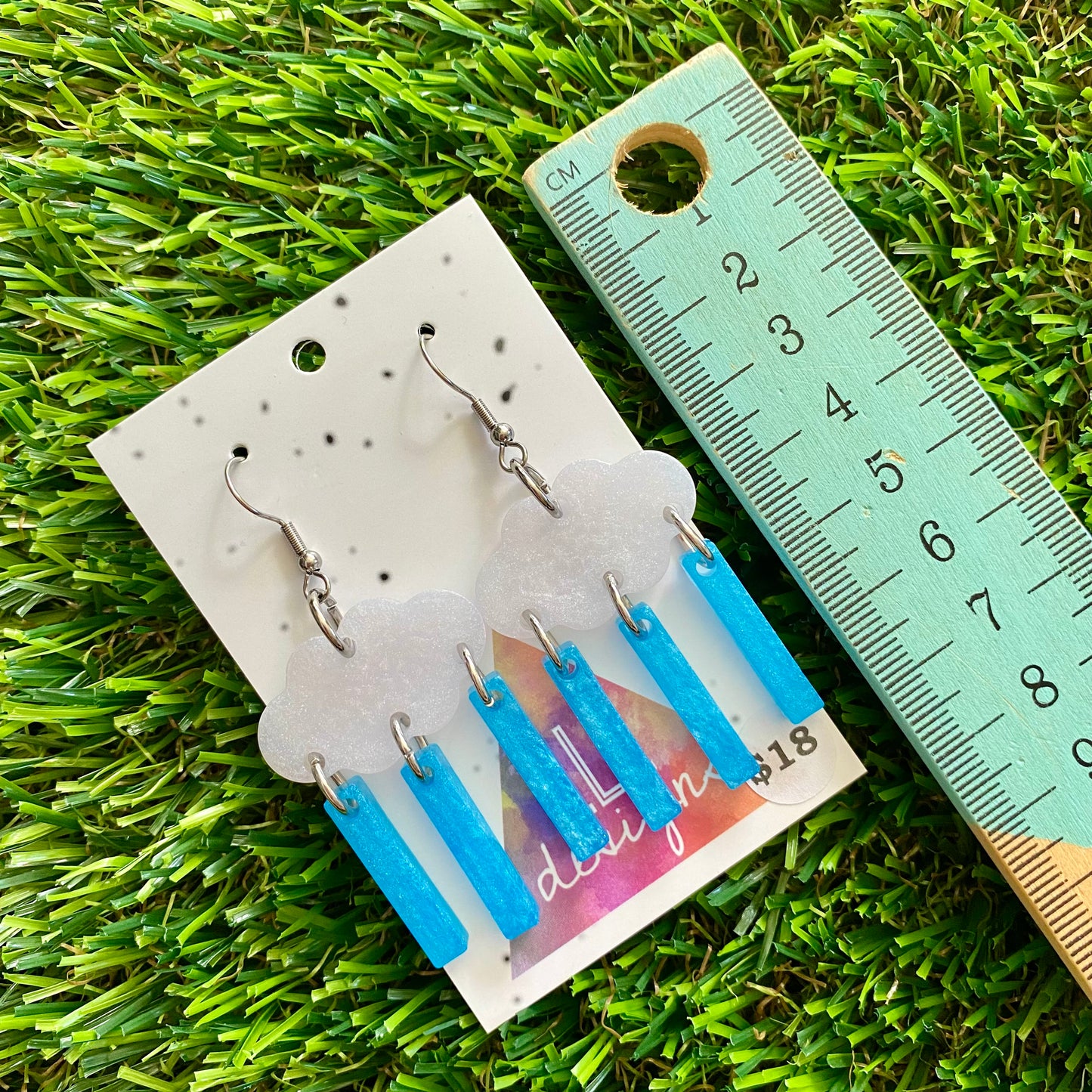 ON SALE!!!!!! Weather Resin Earrings - Rain Clouds with Heavy Rain Featuring Hook Tops!