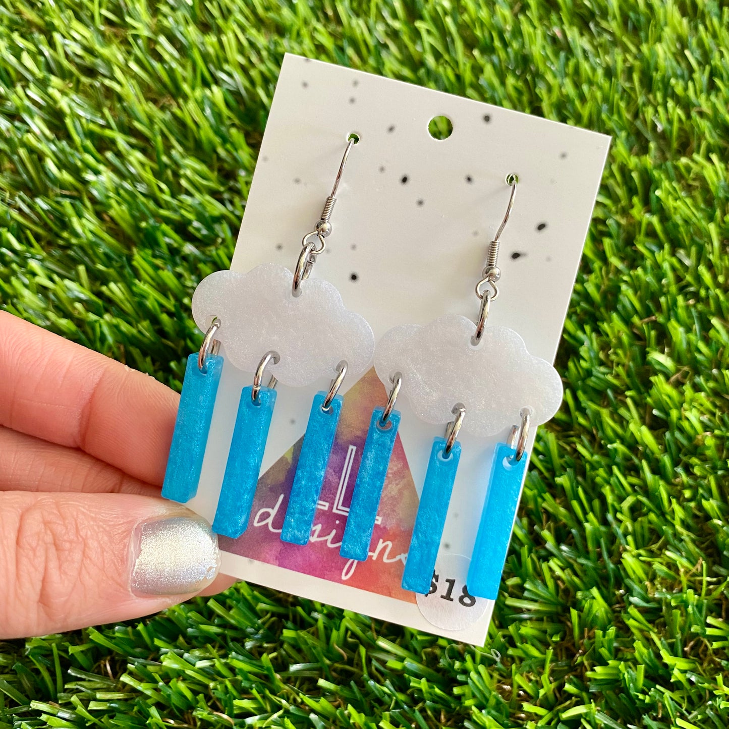 ON SALE!!!!!! Weather Resin Earrings - Rain Clouds with Heavy Rain Featuring Hook Tops!