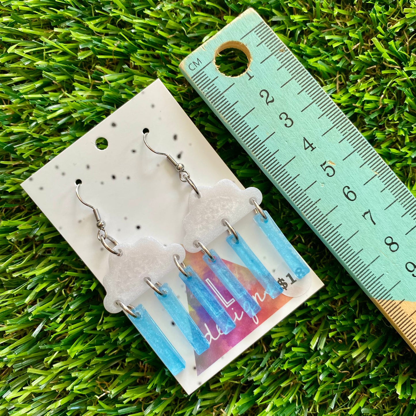ON SALE!!!!!! Weather Resin Earrings - Rain Clouds with Translucent Heavy Rain Featuring Hook Tops!